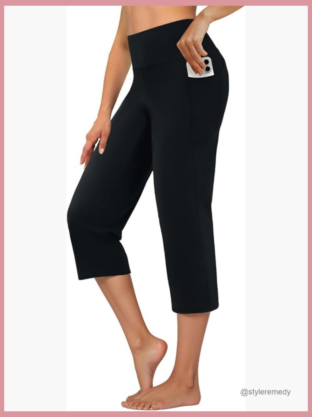 Capri Pants High Waist Cropped Straight Leg Yoga Pockets